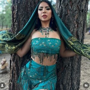 Teal Beaded Two-Piece Set from Fractal Witch